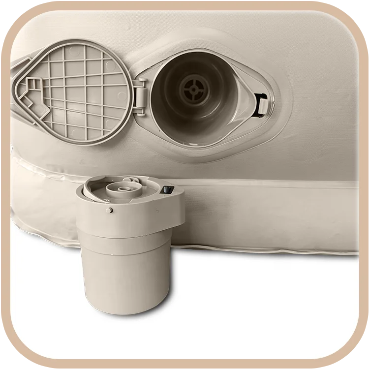 Double height flocked inflatable airbed mattress with build-in pump suitable for indoor and outdoor camping