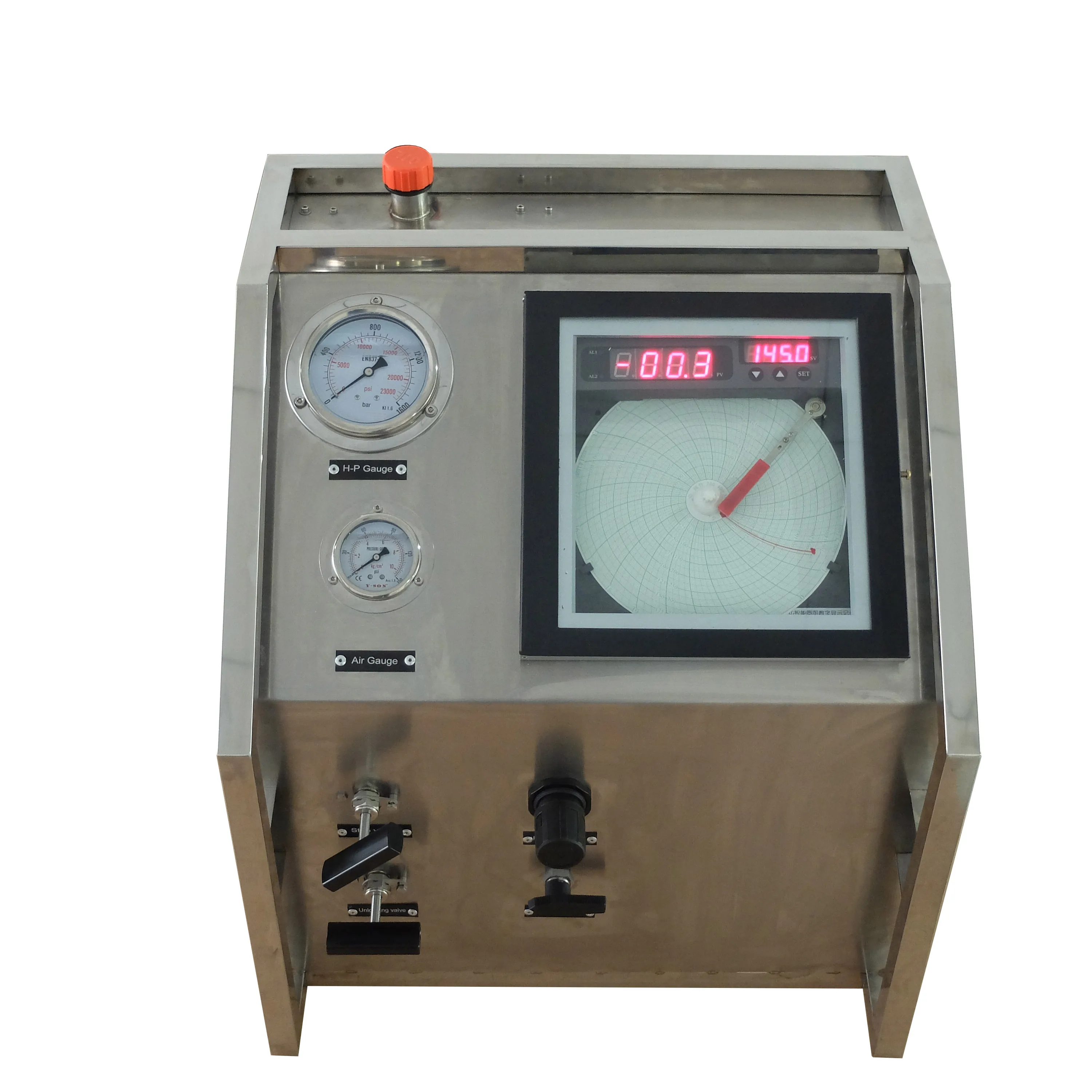 Top quality USUN Model:US-AT16 60-120 Bar stainless steel pneumatic driven hydraulic pump station with chart recorder