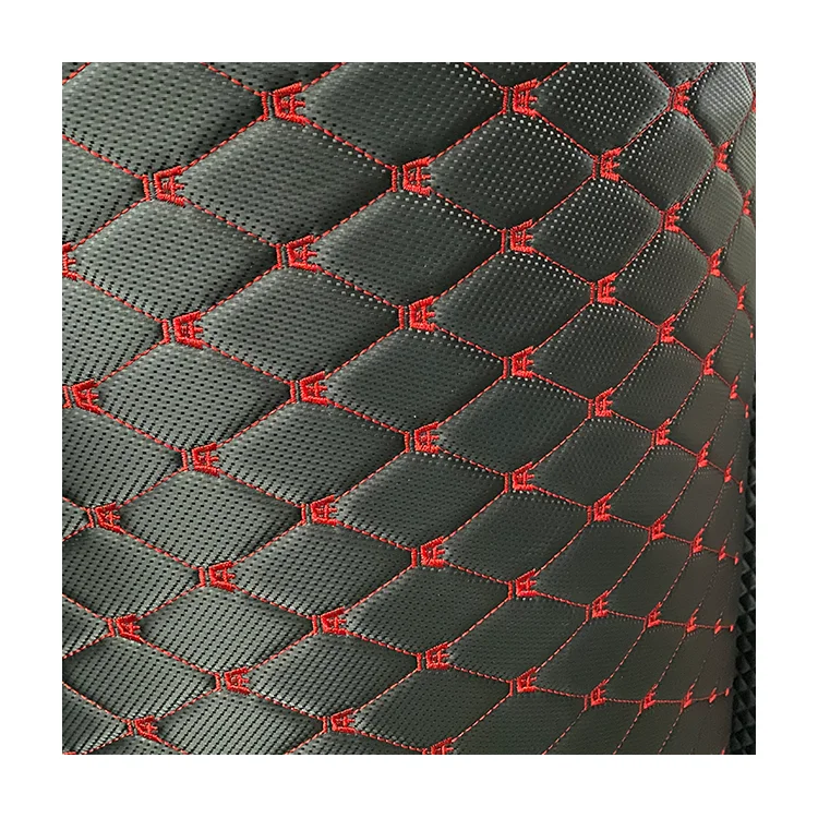1.6M Embroidery Quilted Diamond Stitching Leather 5.0MM polyurethane Foam For Car Seat Cover PVC Synthetic Leather