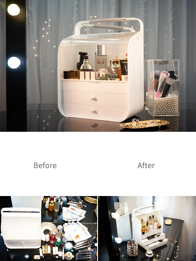 Practical peal make up box professional cosmetic organizer