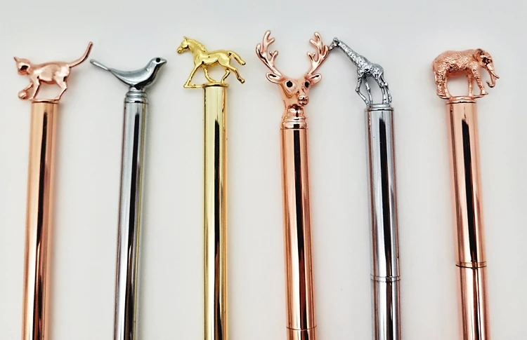 China Cheap Cute Metal ball point pen Silver Gold Twist Animal  Ballpoint Pen with Custom Logo