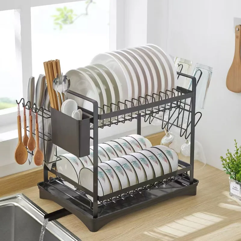 Metal Iron Dish Draining Rack Kitchen Organizer