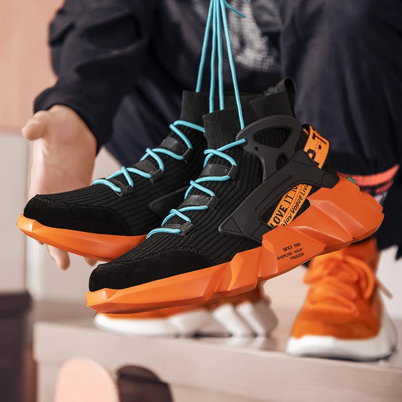 
Men Black Mesh Breathable Running Sport shoes Non-slip Men casual High top Shoes mens fashion sneakers zapatillas hombre 