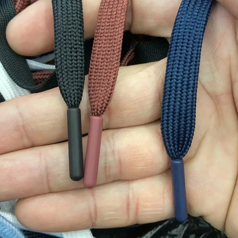 Garment colorful 1cm flat drawstring cord pants waist rope hat hoodie drawcord with tpu plastic tips draw cords