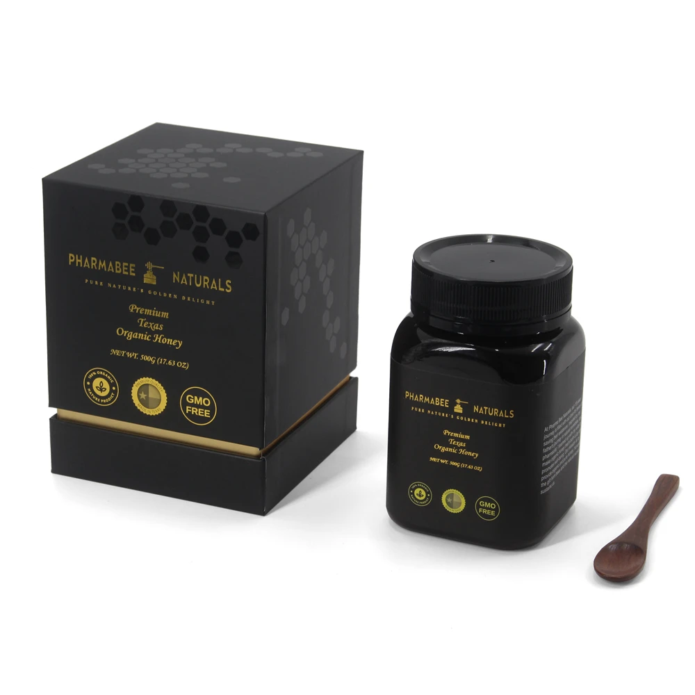 Custom logo printing luxury rigid cardboard honey bottle honey jar gift box packaging for honey