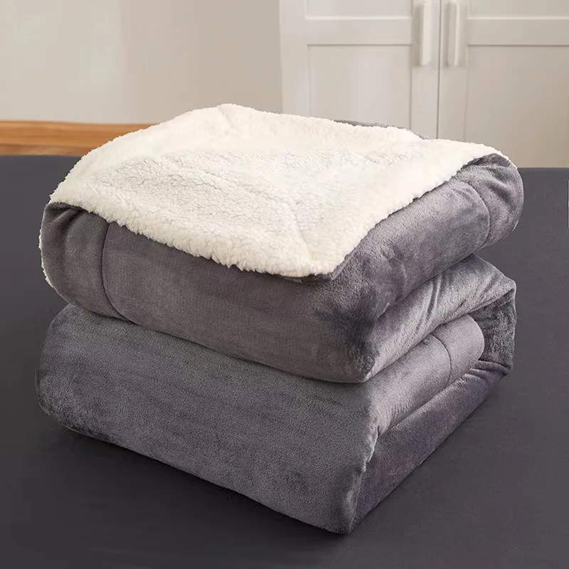 High-quality flannel blanket household bedroom  double-layer thickened lamb blanket