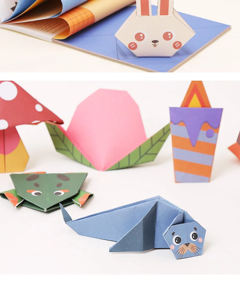 Children origami book diy fun 3d three-dimensional handmade children creative kindergarten 3-6 years old origami puzzle toys