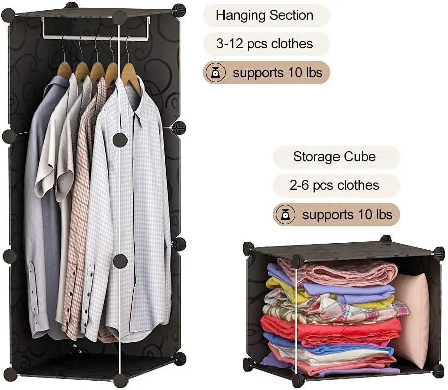 Bedroom for Toys Shoes Clothes Portable Closet Wardrobe Cube Storage Organizer Plastic Clothing Cabinet