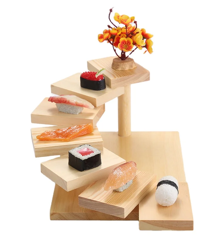Сосновая древесина мороженое конус стенд суши стеллаж для хранения продуктов держатель Полка