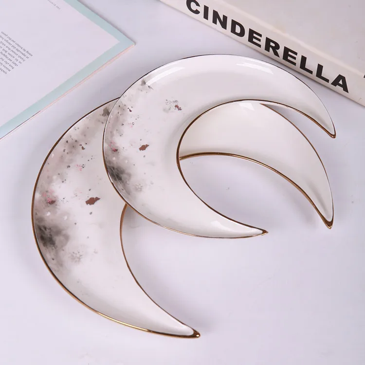 Eid plates Islam Ramadan unique design the moon star shape ceramic snack plates serving dishes