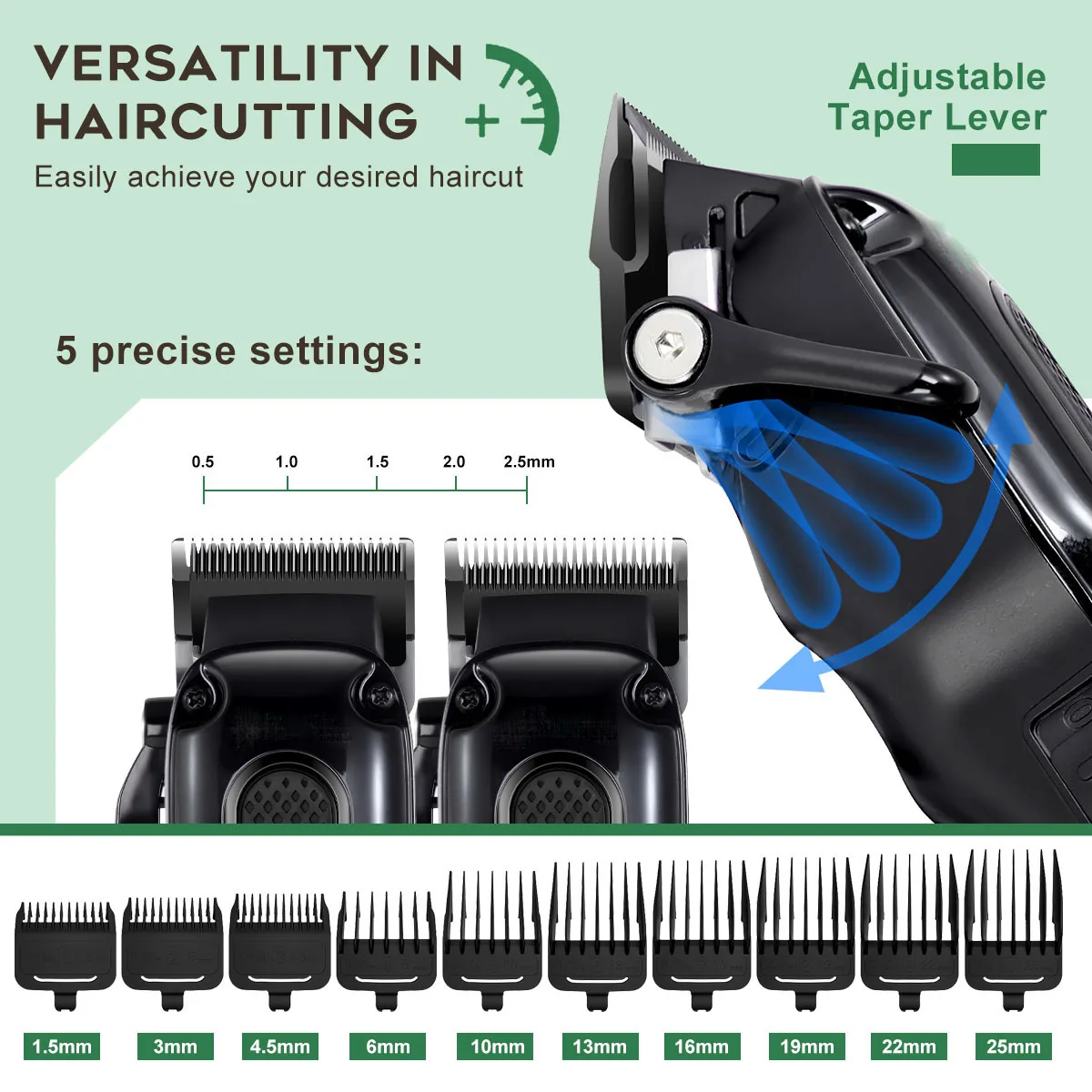 Cordless Professional Hair Clippers Rechargeable Hair Trimmer set  Powerful Hair Grooming Clippers Kit For Man