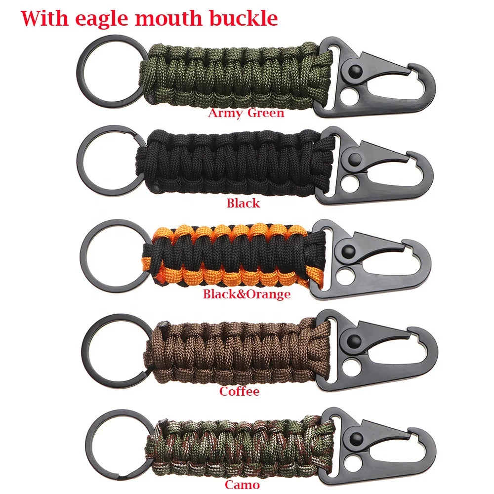 Outdoor 14M Carabiner Keychain Pendant Camping Paracord Cord Rope Survival Kit Emergency Knot Nylon climbing KeyChain