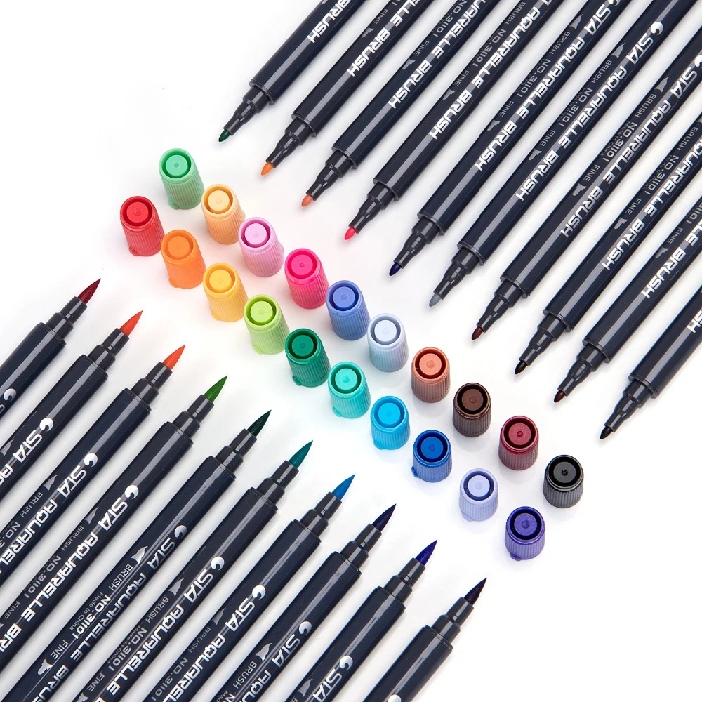 STA Factory new design water color markers 24colors drawing water color brush pen for kids