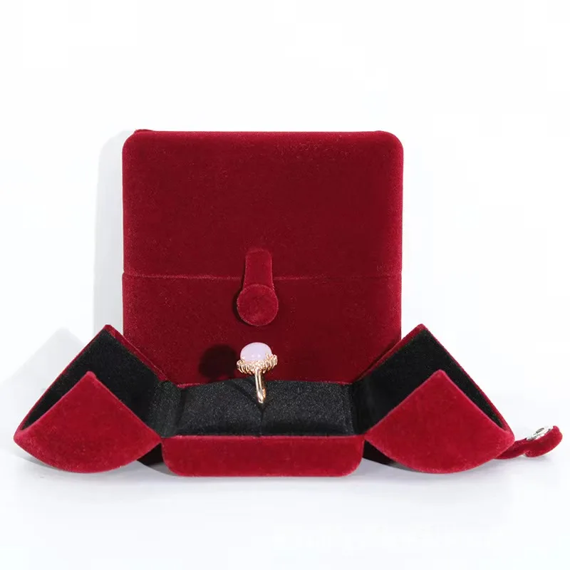 High-grade jewelry box flannel double earrings ring box girls women pendant earrings bracelet box beauty wholesale surprise