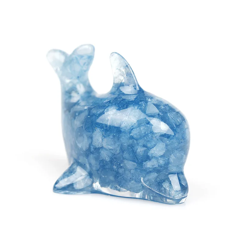 Wholesale Natural Crystal Mini Dolphin Carving Stone Engraving Block Model for Decorative Fish Cute Birthday Gift
