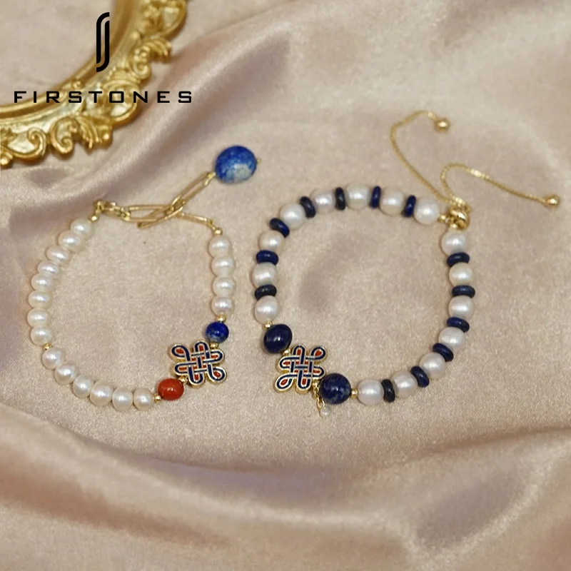 New Chinese Style Pearl Thai Blue Chinese Knot Bracelet Female Original