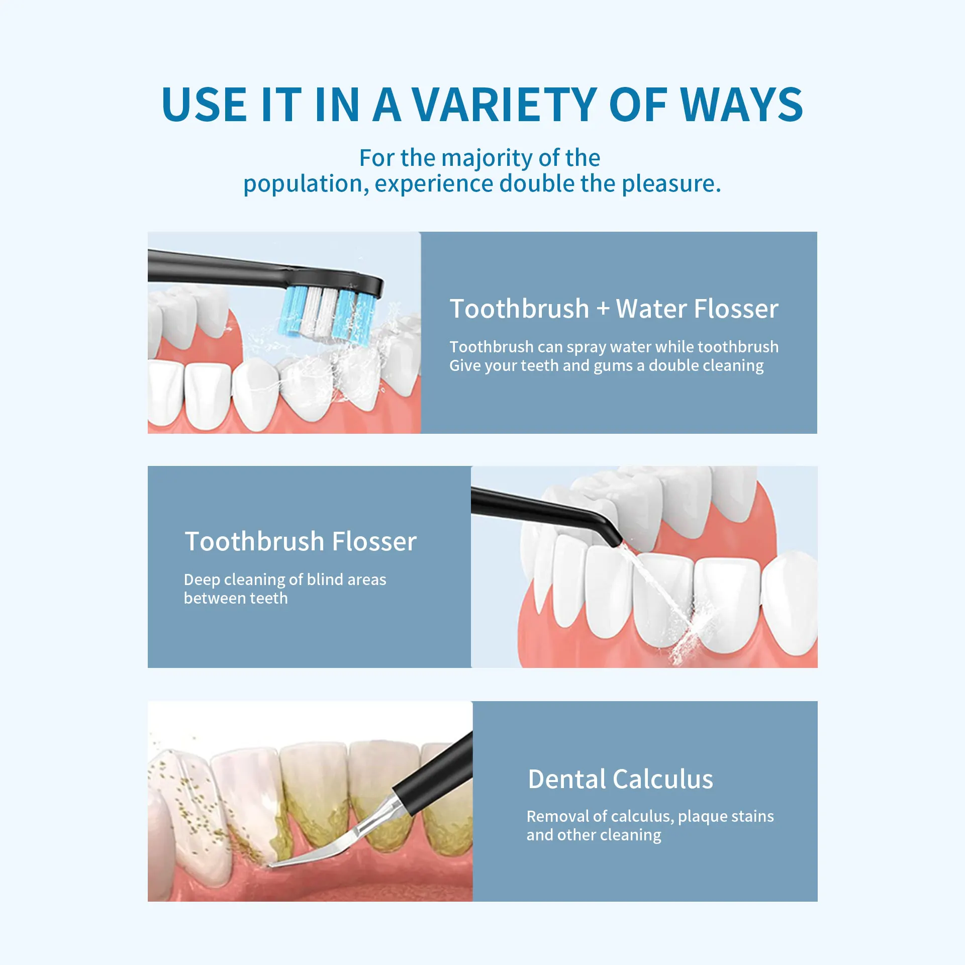 3 in 1 Electric Toothbrush with Water Flosser Cordless Advanced Oral Irrigator Toothbrush Combo Professional Flossing Toothbrush