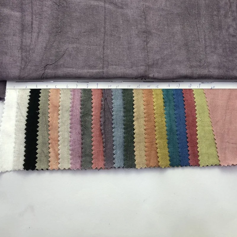 Enzymed Stone Washed French Strip Heavy 100% Linen Fabric For Clothing