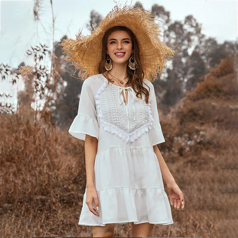 
woman clothes 2020 trending boho loose tassel Casual Dresses 