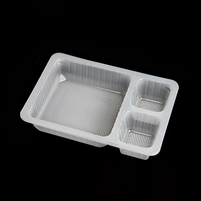 Пользовательский логотип экологичный пластиковый лоток для упаковки еды одноразовый пищевой РПП/ПП переработка 3 отсека лотки для еды