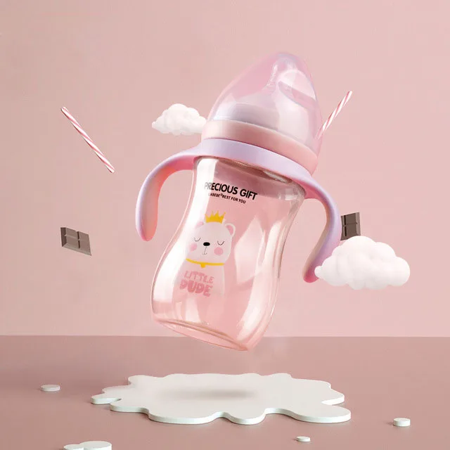 
Mamaderas para bebes Cute PPSU Baby Milk Bottle Wide Neck Self Feeding Bottles for Baby Bottles and Nipples 