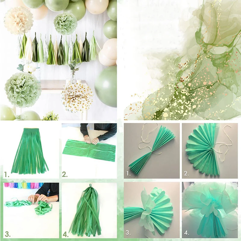 Retro Color Vintage Cocoa Olive Green Party Baby Shower Balloon Bouquet Kit Latex Matte Balloons Garland Arch Kit