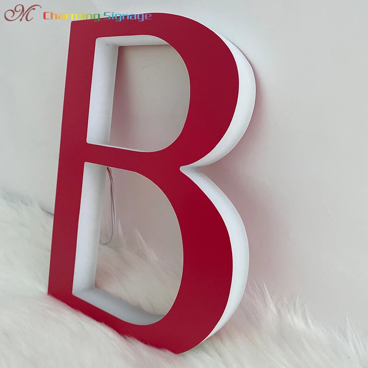 Charming Letter B Custom Multifunctional Red Color Led For Sign Bord Illuminated Metal House Number Signage