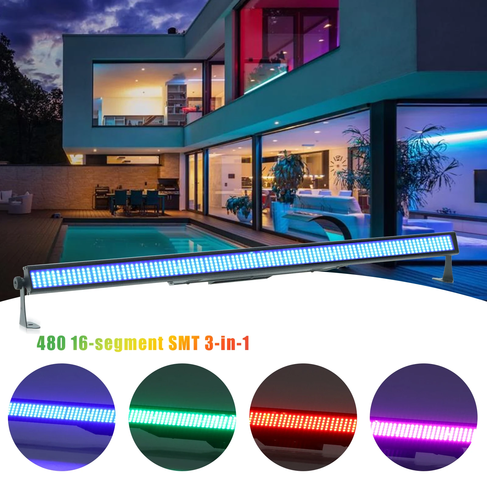 480 3in1 SMT LED Stage Dimmable Wall Washer Lights Color Changing DJ Light Bar Control Uplight Wedding Party Stage Lighting