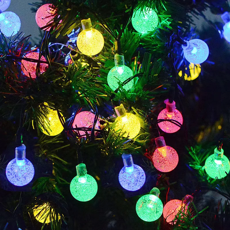 Hot Selling Blue LED String Light Waterproof Outdoor Christmas Fairy Crystal Ball Decorative Solar Garden Light Tree Style