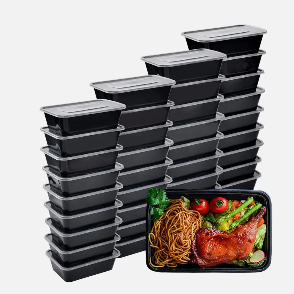 1000ML disposable plastic pp microwave food meal prep container with lid bento lunch box