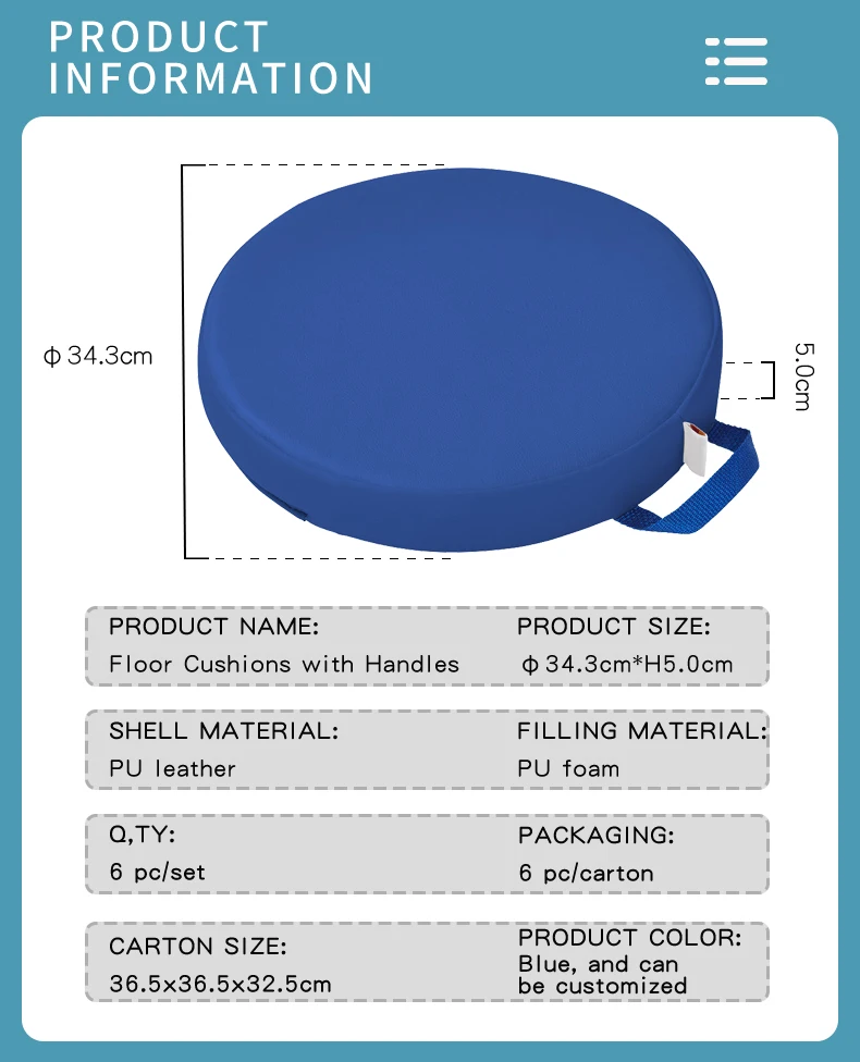 Custom-Made 13.5 Inches Waterproof PU Leather Circle Seat Cushions Kids Floor Mats for Kindergarten Nursery School