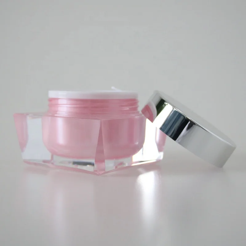 
Professional Manufacturer 15g 30g 50g Double Wall Square Acrylic Cosmetic Cream Jar with Silver Lid 