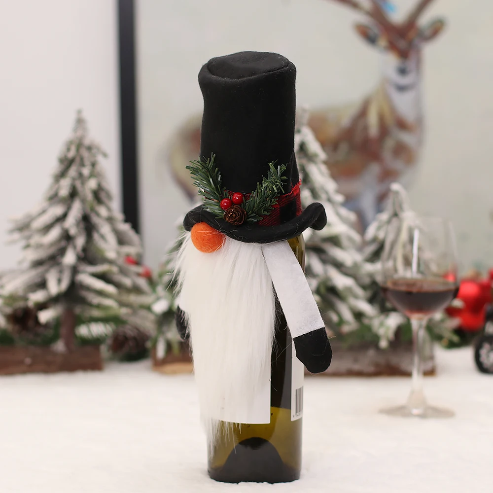 European style tip hat Christmas wine bottle decorate elf no face doll  Santa Claus bottle cover