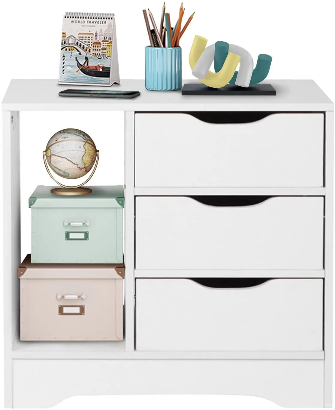 AI LI CHEN Simple home bedroom modern style three drawer bedside table