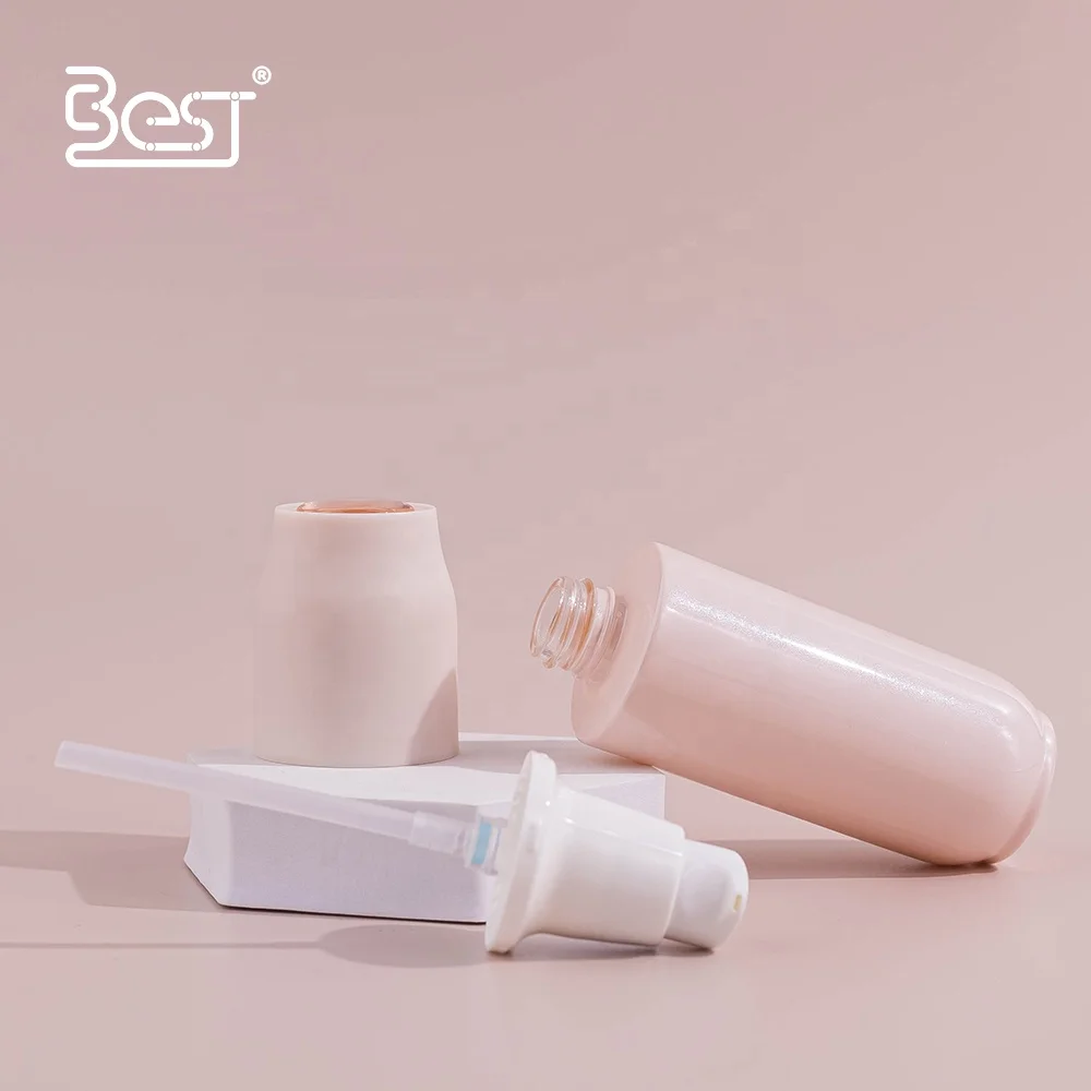 Delicate Cute Pink Essential Oil Serum Lotion Refillable 40ml Travel Size Glass Bottle with Pump and Cap