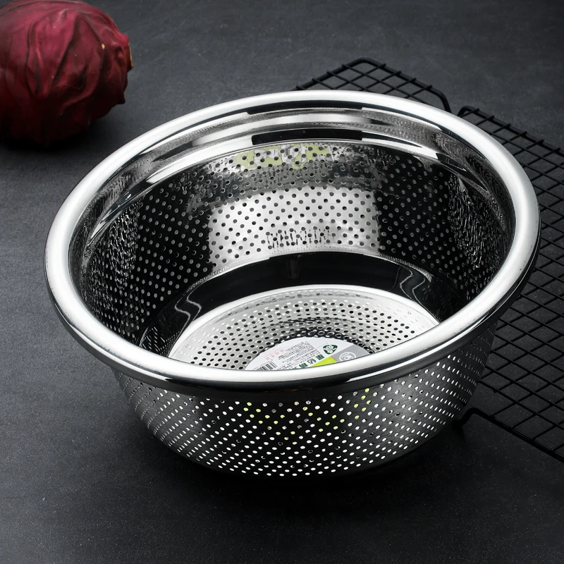 Reusable Stainless Steel Filter Baskets Durable Colander Set Kitchen Strainer Washing up Bowl