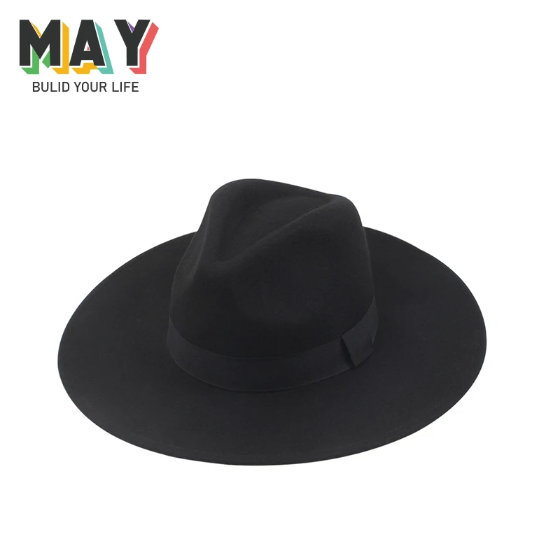 Elegant Unisex High Quality 100% Wool Big Brim Fedora Jazz Wide Brim Felt Hat