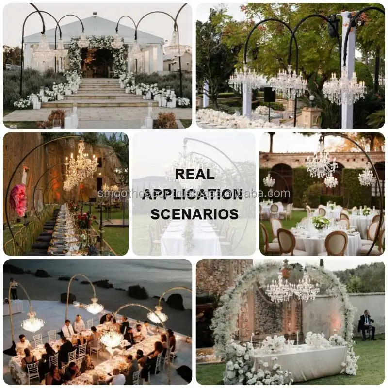 SMOOTH Hot Sale Tall Black Arch Chandelier Rack 3m Chandelier Stand for Wedding Party Decor
