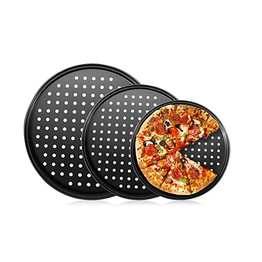 2023 New item hot sale pans metallic round pizza baking pan for pizza tool