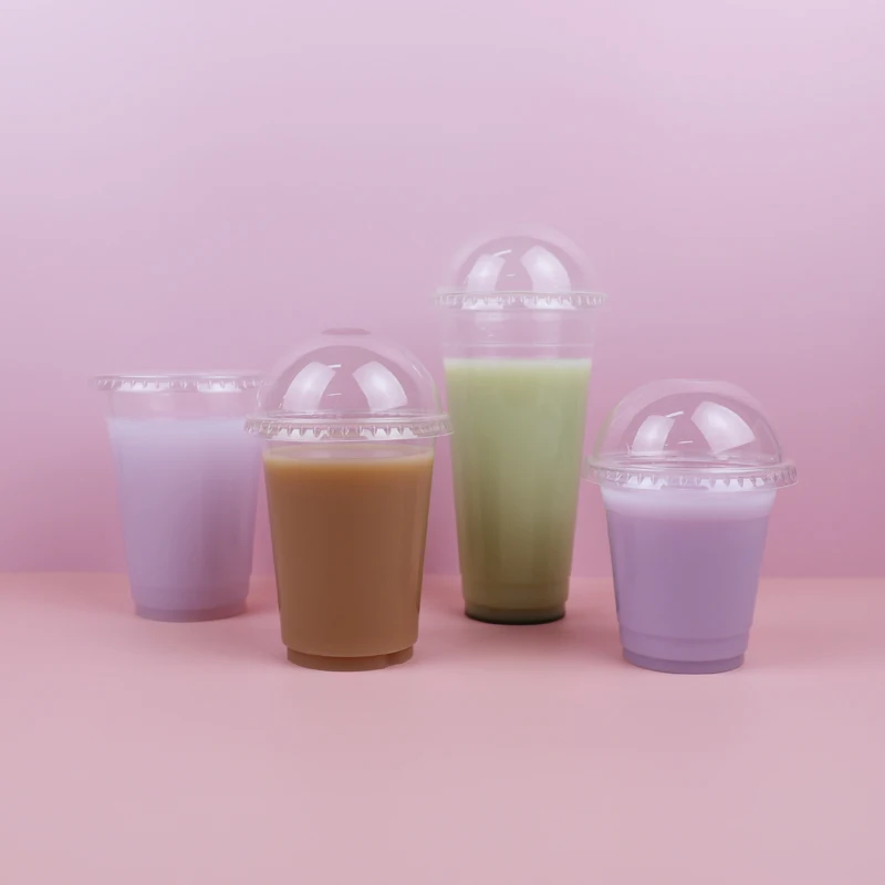 
Custom Printing Logo 90mm 95mm Cold Drink PET Plastic Cup with Lid 