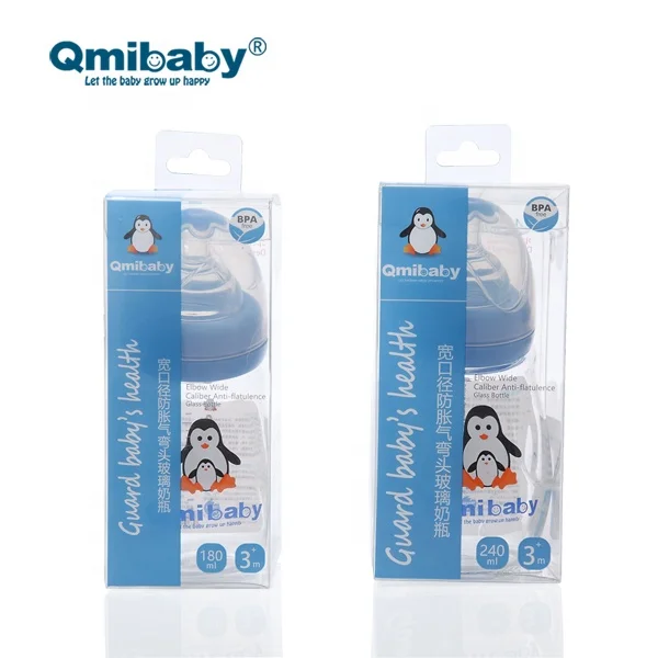 Factory Wholesale Baby Bottle Products Anti Bloating Elbow Curved Heat Resistant Milk Bottle WIth Silicone Nipple