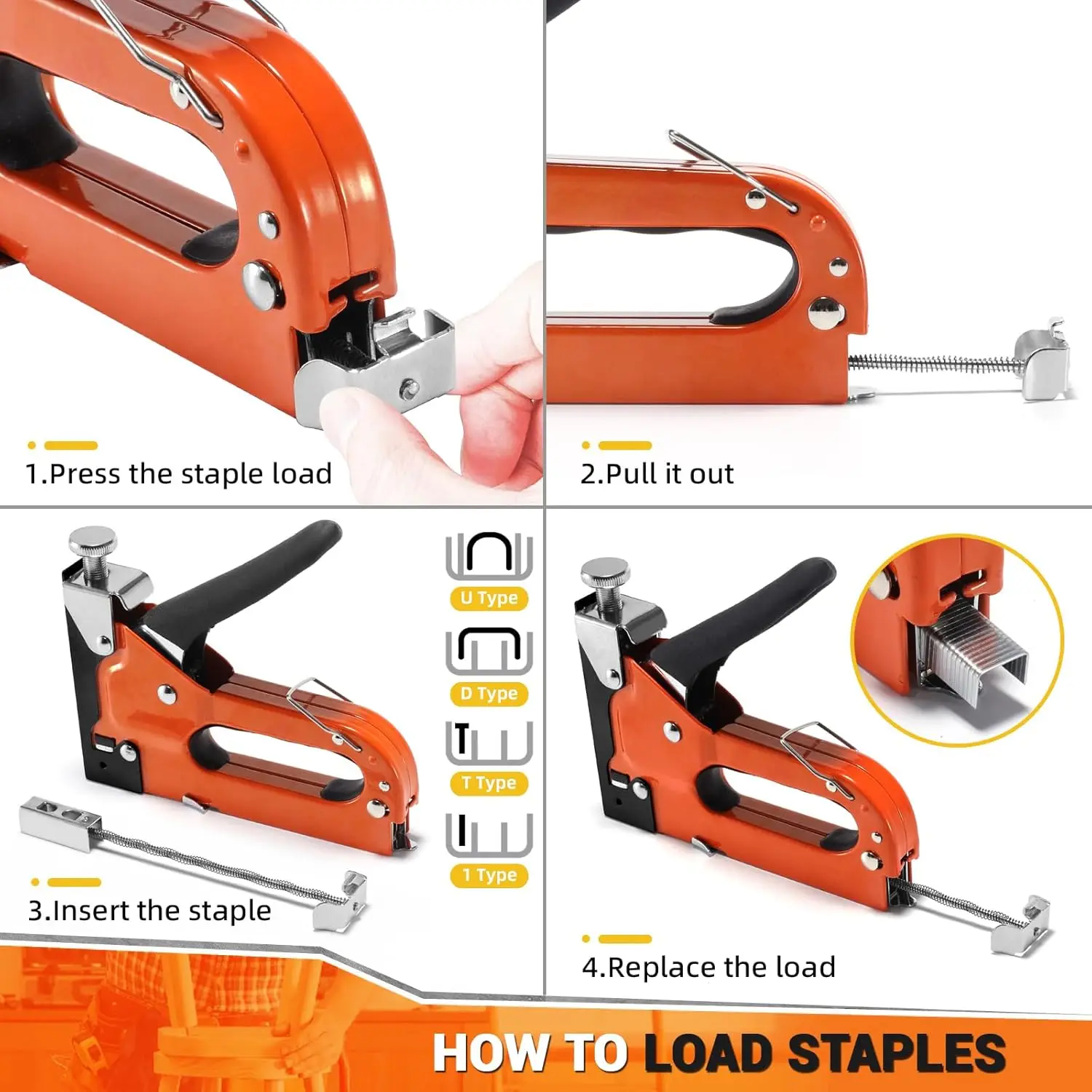 Peaktop 4 in 1 Upholstery Staple Gun with Remover Manual 4800 Staples Heavy Duty Staple Gun
