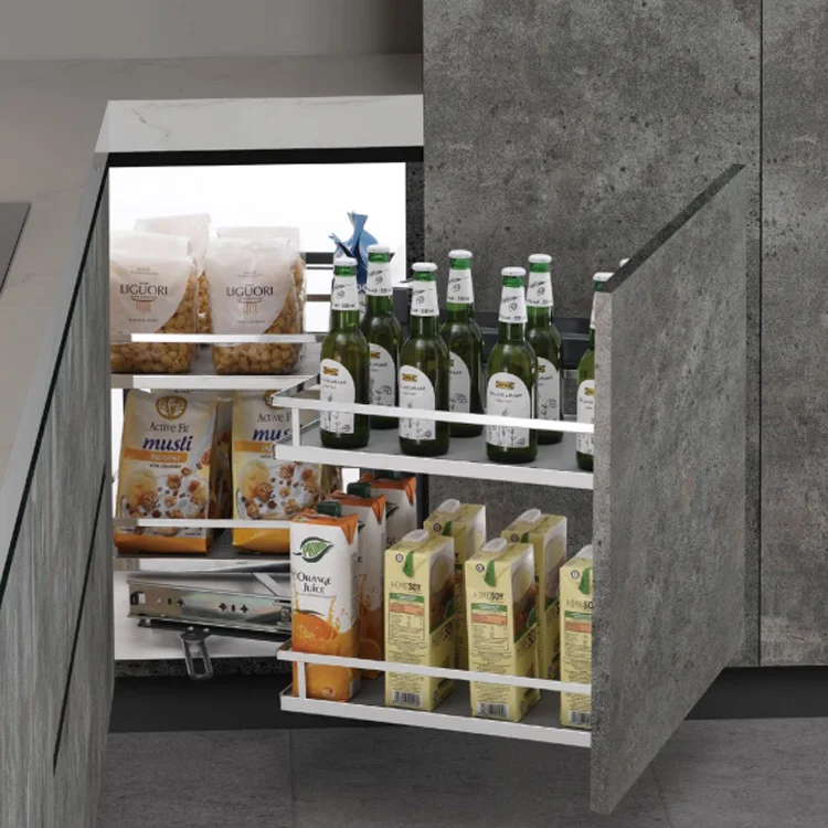 Угловая выдвижная корзина из нержавеющей стали