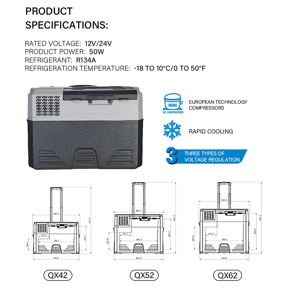 Battery Powered Wheels Car Fridge Freezer Electric Cooler Box Portable Refrigerator For Camping