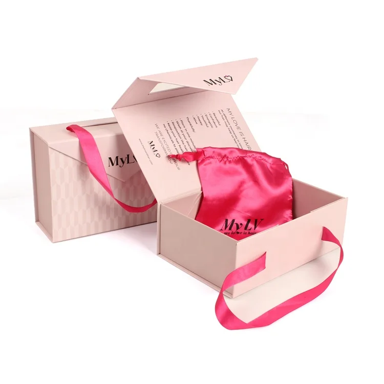 Yilucai wholesale cardboard magnet paper gift box hair box packaging custom logo wig boxes with ribbon