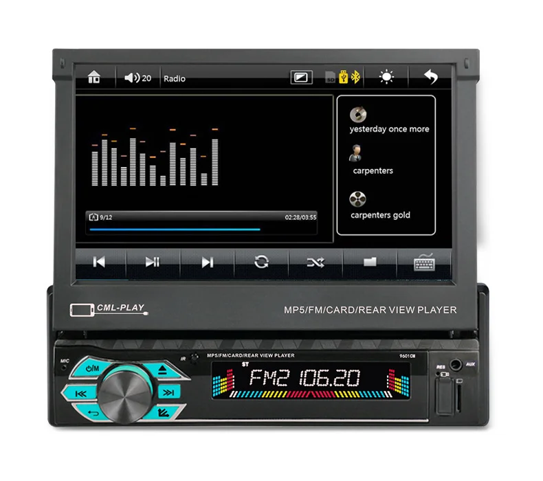 Black 7 Inch Video Player Retractable Car Radio Android Carplay Car Play Screen  Universal Car Dvd Player For G37 Bmw F30 F10