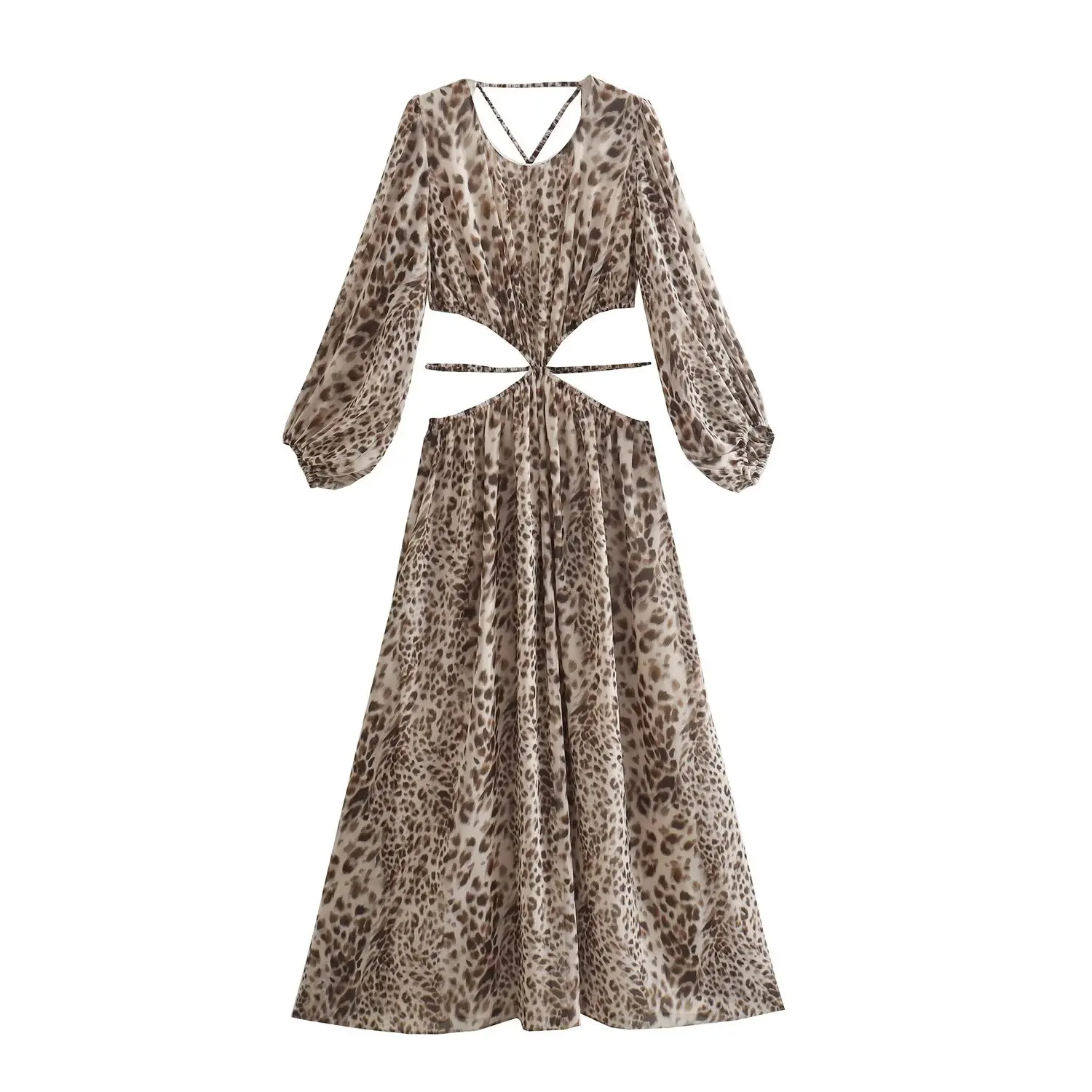 PB&ZA2022 autumn Korean style hot girl animal print high waist sexy backless dress 8123/155
