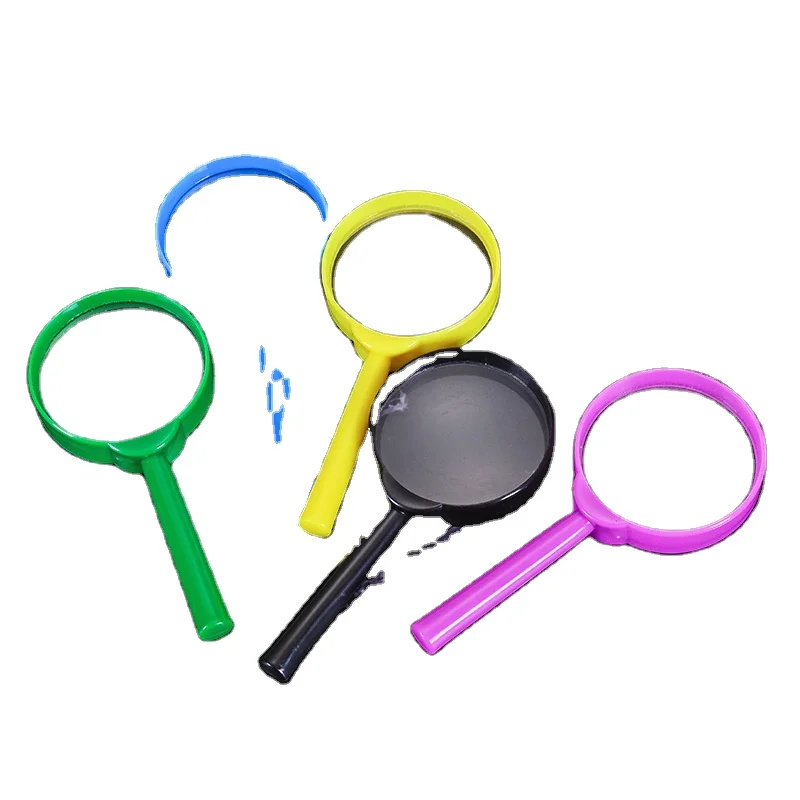 Factory wholesale multi color 50mm plastic handheld customized toy magnifying glass