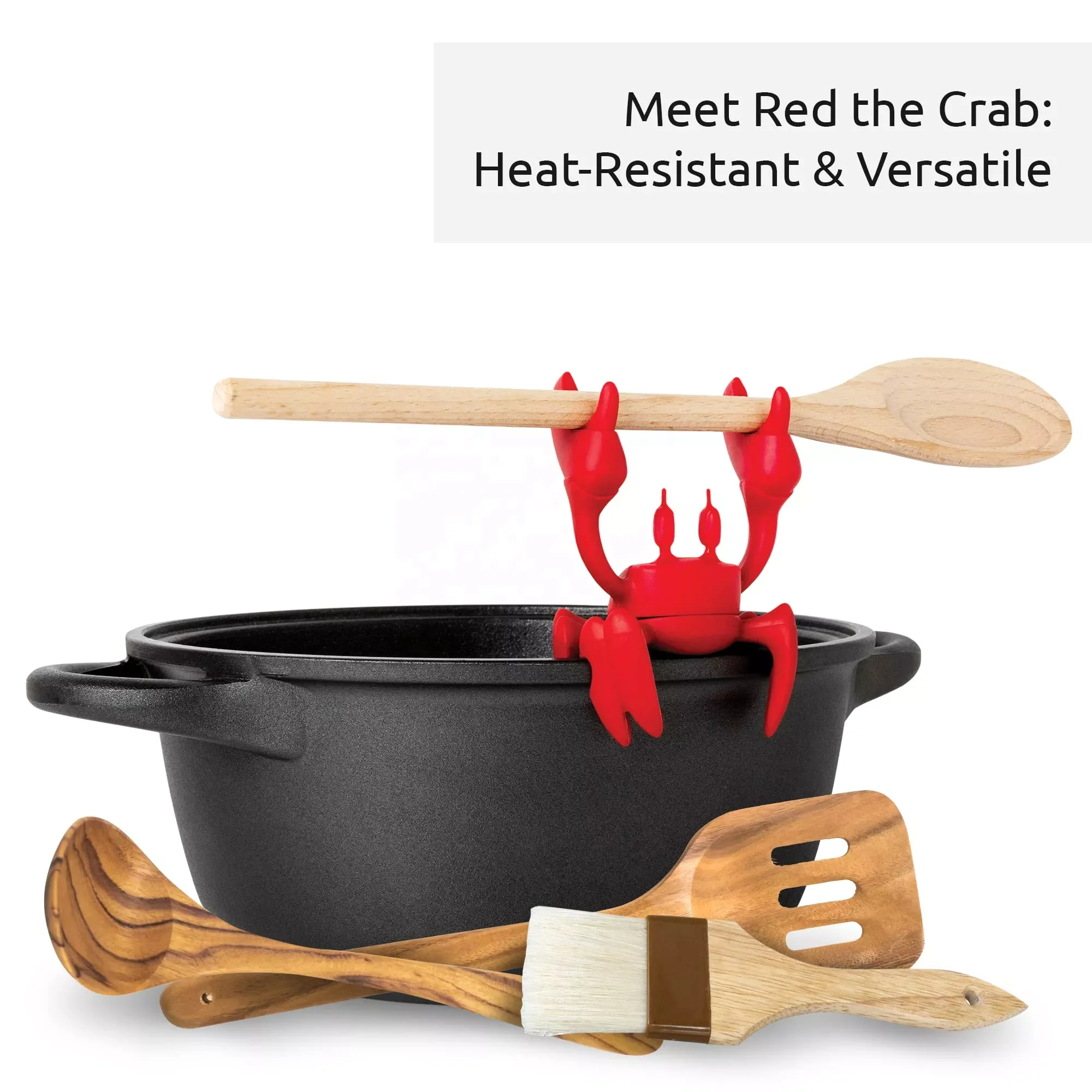 Amazon Top Seller 2022 BPA Free Silicone Crab Spoon Holder Rest Pot Utensil Holder Steam Releaser Kitchen Crab Spoon Holder