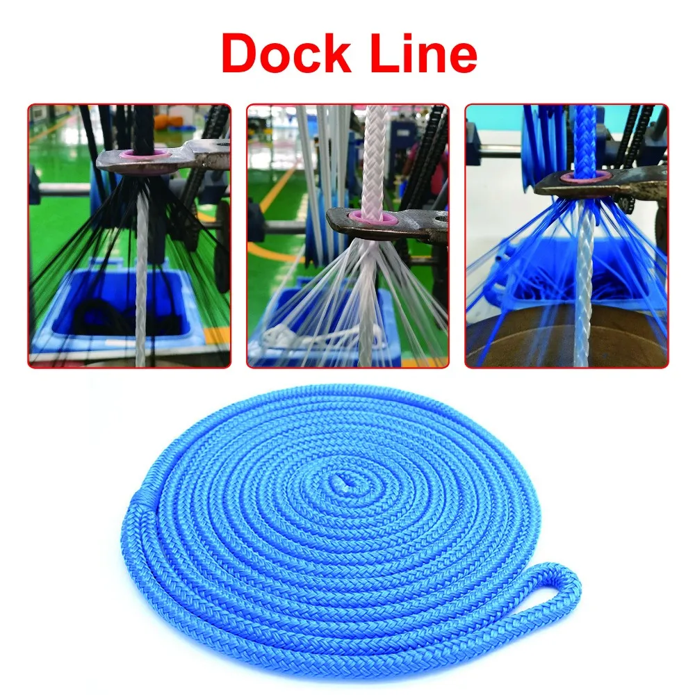 Reflective Nylon/Polyester/PP dock line,double braided rope with high quality